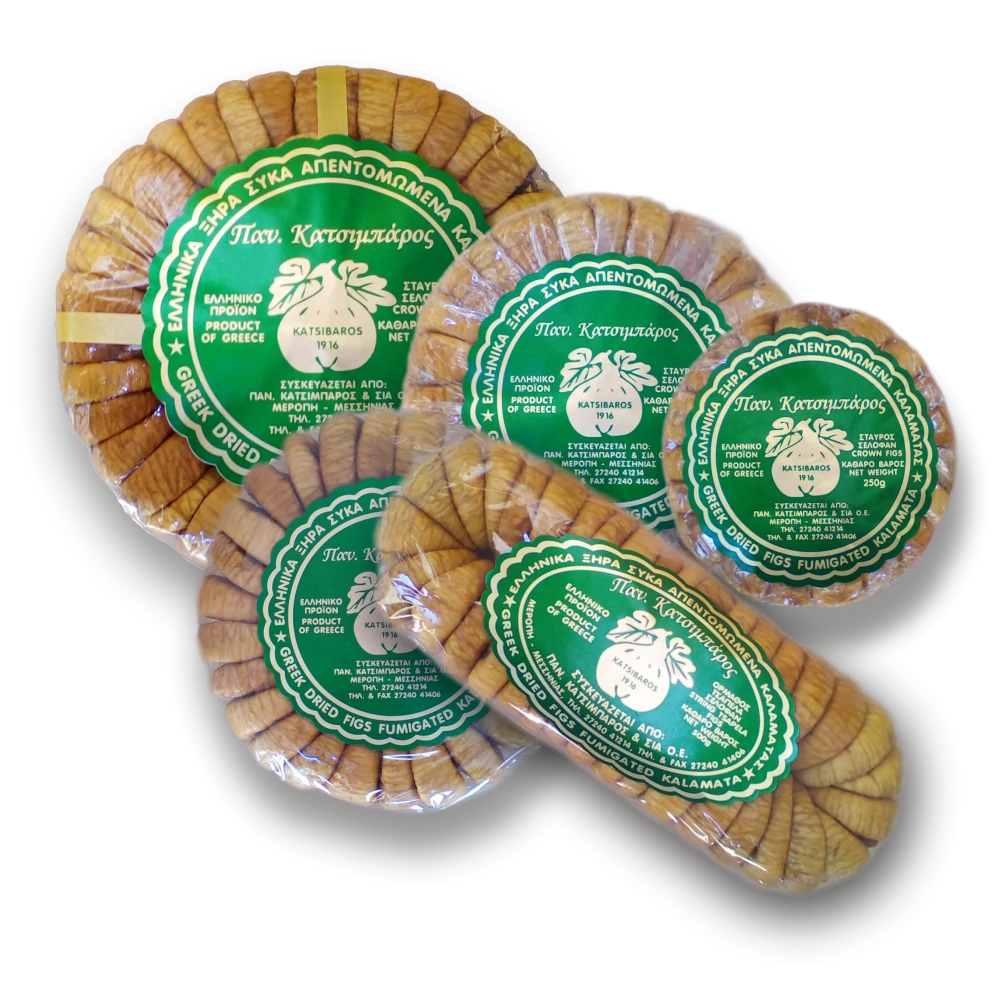 Kalamata Dried Figs in packets, packed in cellophane